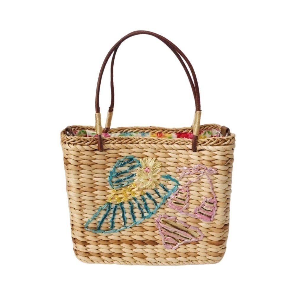 Vintage Y2K Straw Rattan 2000s Boho Beach Woven Square Tote Crossbody Bag